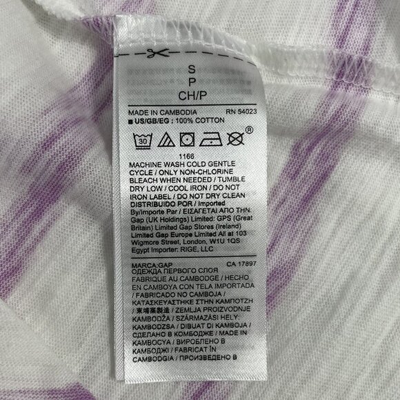 GAP Womens Shirt Size Small Easy Tee V-Neck Short Sleeves Striped Sheer - Picture 6 of 6